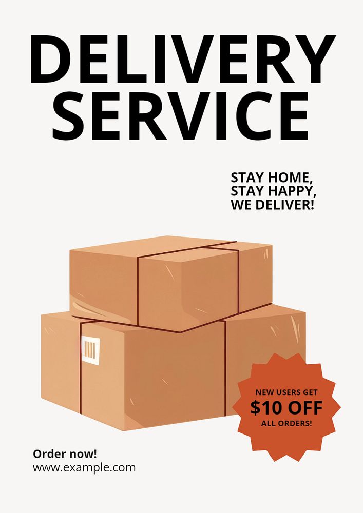 Delivery service poster template, editable text and design