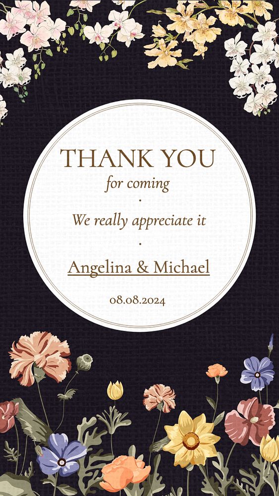 Wedding thank you  Instagram story template, editable text