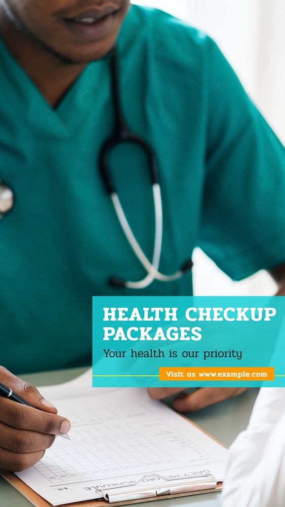 Health checkup packages  Instagram story template, editable text