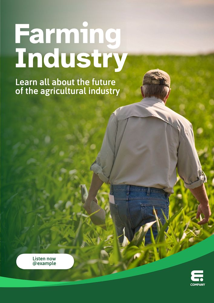 Farming industry  poster template, editable text and design