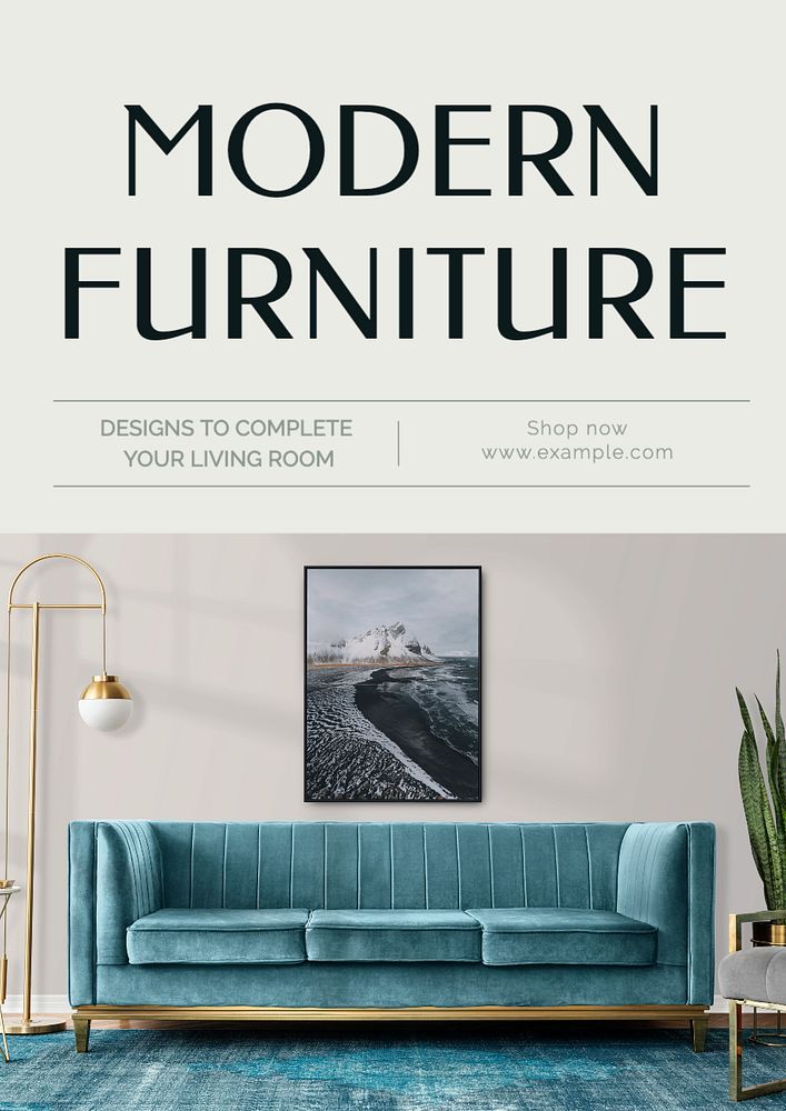 Modern furniture  poster template, editable text and design