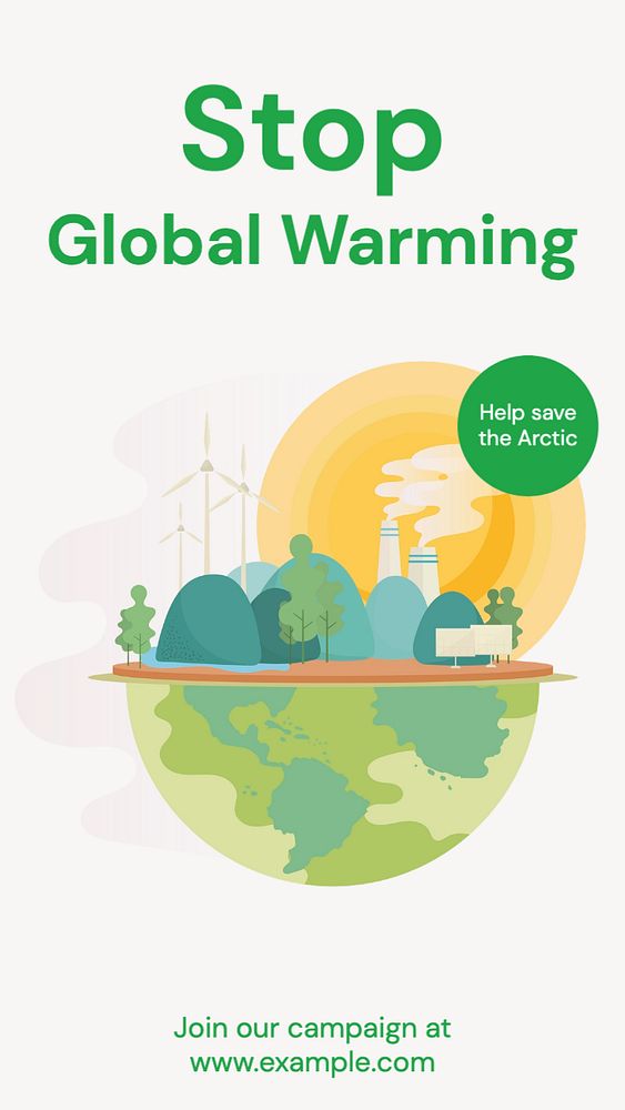 Stop global warming Facebook story template, editable design