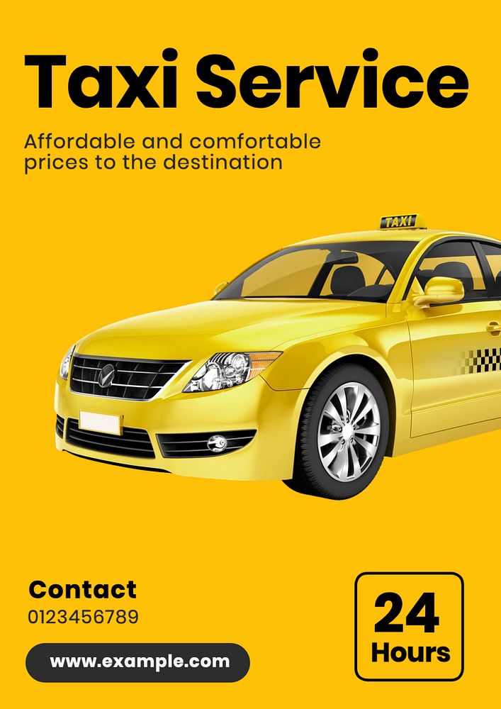 Taxi service poster template, editable text and design