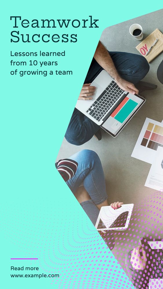 Teamwork success  Instagram story template, editable text