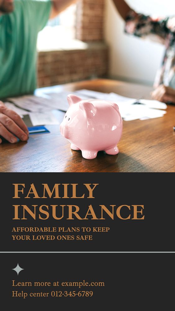 Family insurance  Instagram story template, editable text