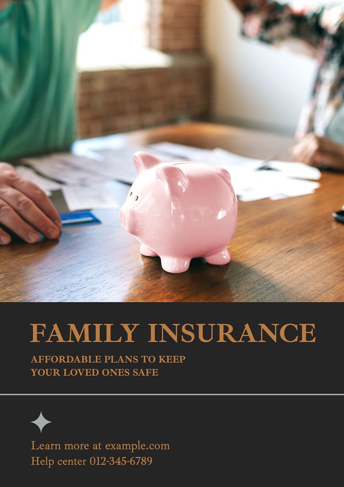 Family insurance  poster template, editable text and design