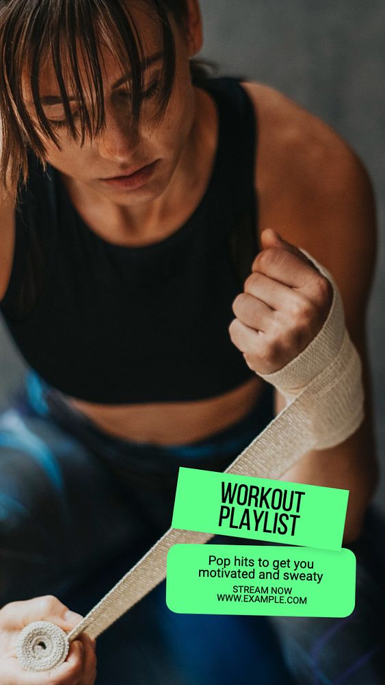 Workout playlist  Instagram story template, editable text