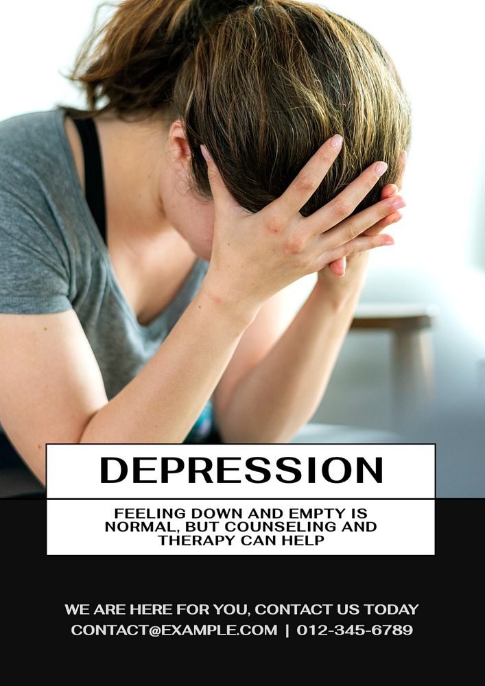 Depression  poster template, editable text and design