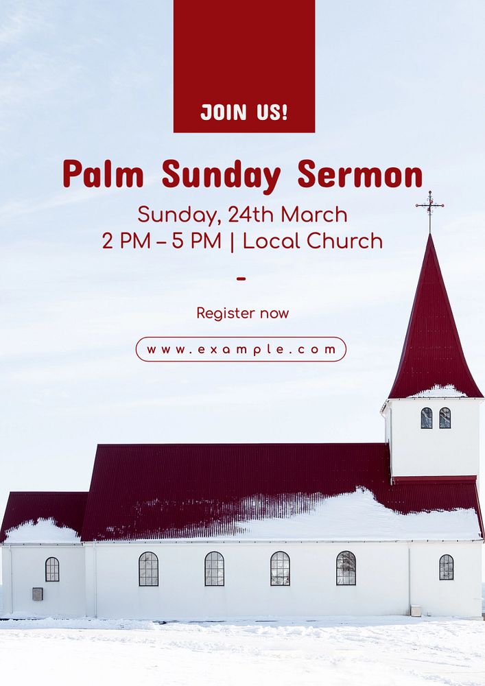 Palm Sunday sermon poster template, editable text and design