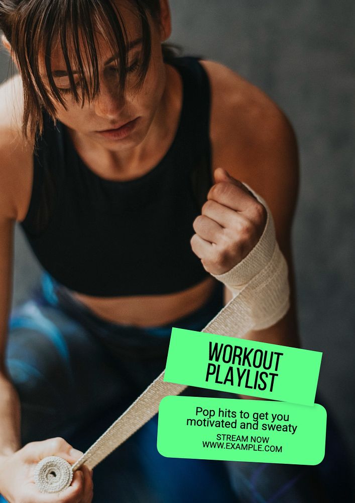 Workout playlist  poster template, editable text and design