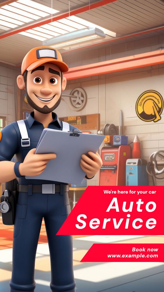 Auto service  Instagram story template, editable text