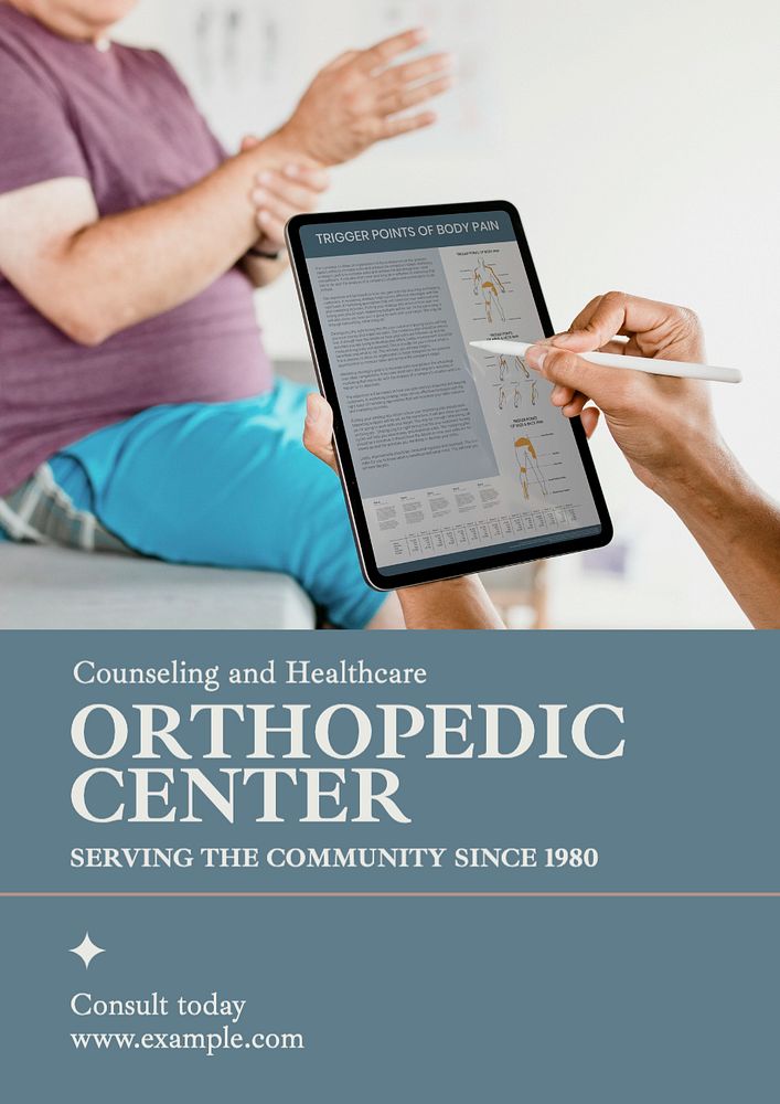 Orthopedic healthcare  poster template, editable text and design