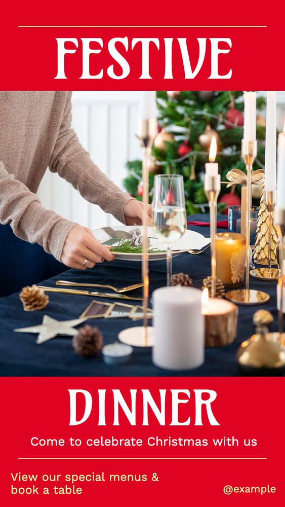 Christmas dinner  Instagram story template, editable text