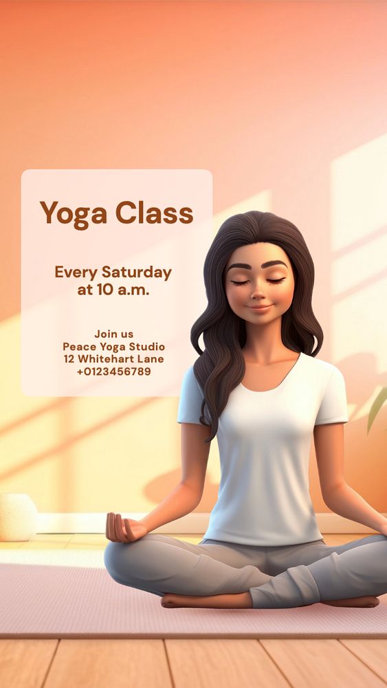 Yoga class  Instagram story template, editable text