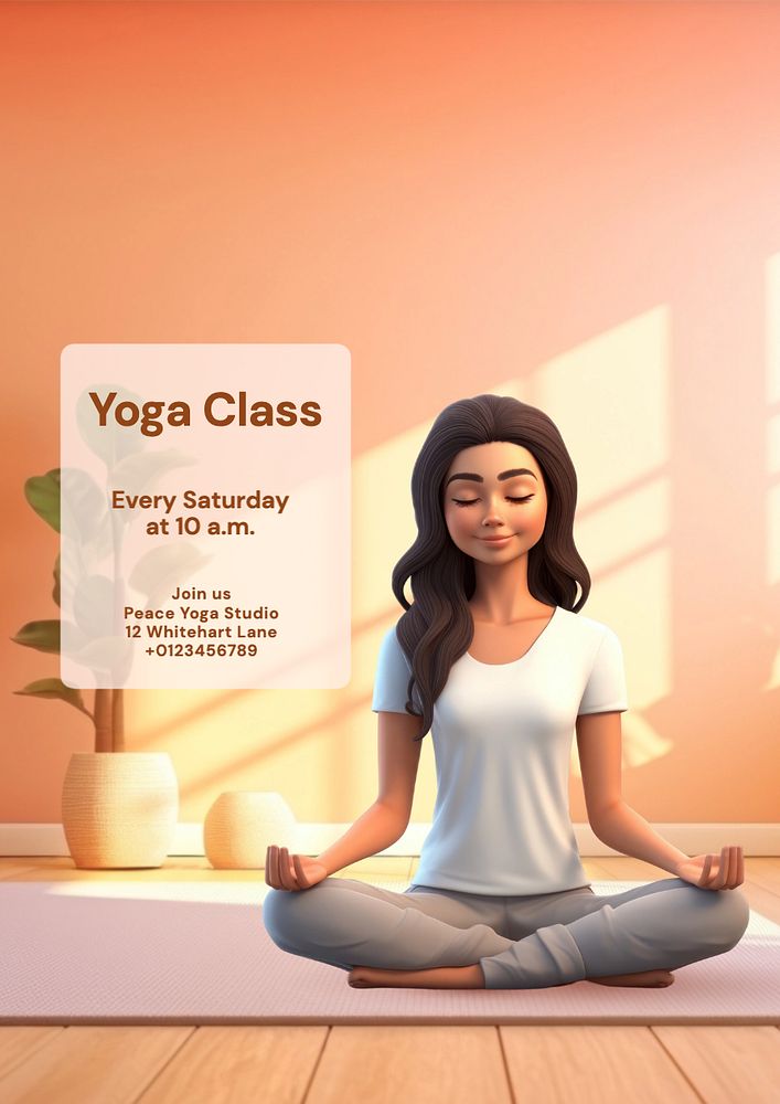 Yoga class  poster template, editable text and design