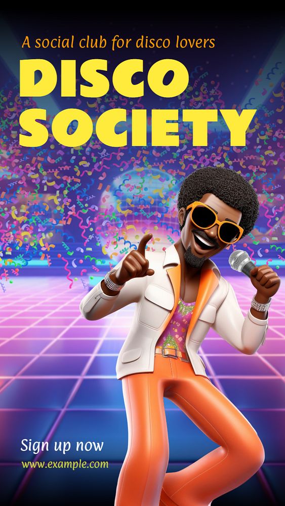 Disco society Instagram story template, editable text