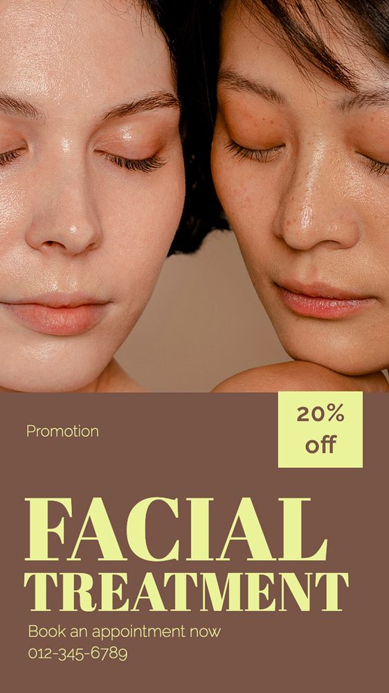 Facial treatment  Instagram story template, editable text