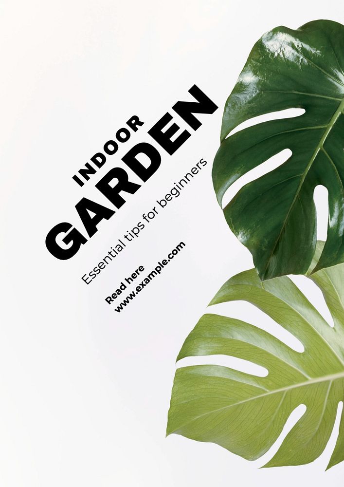 Indoor garden poster template, editable text and design