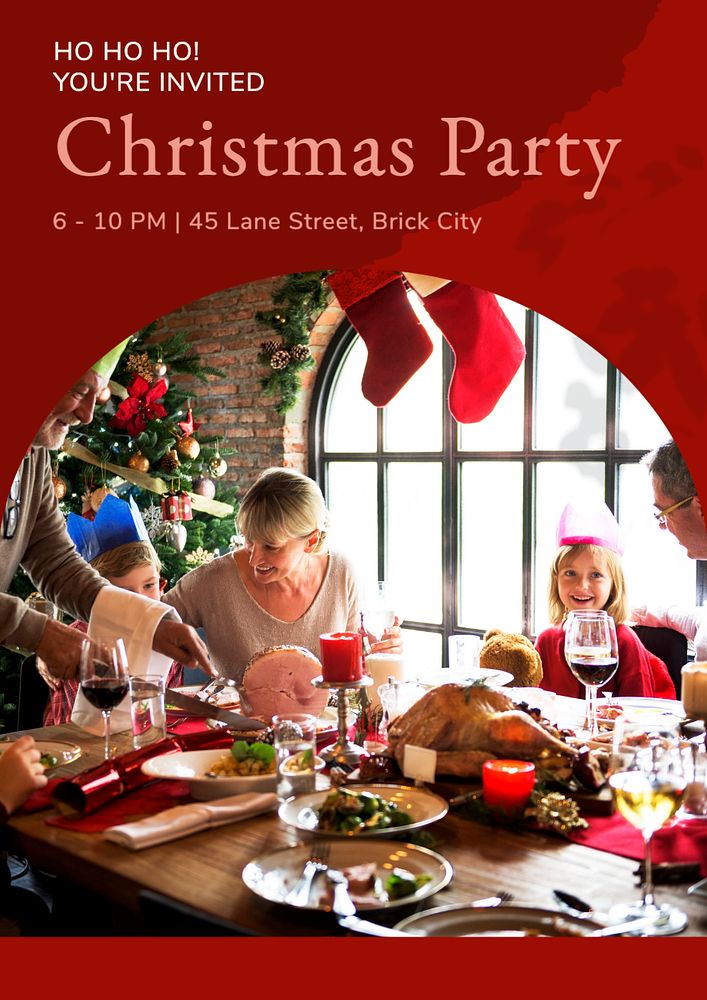 Christmas party  poster template, editable text and design