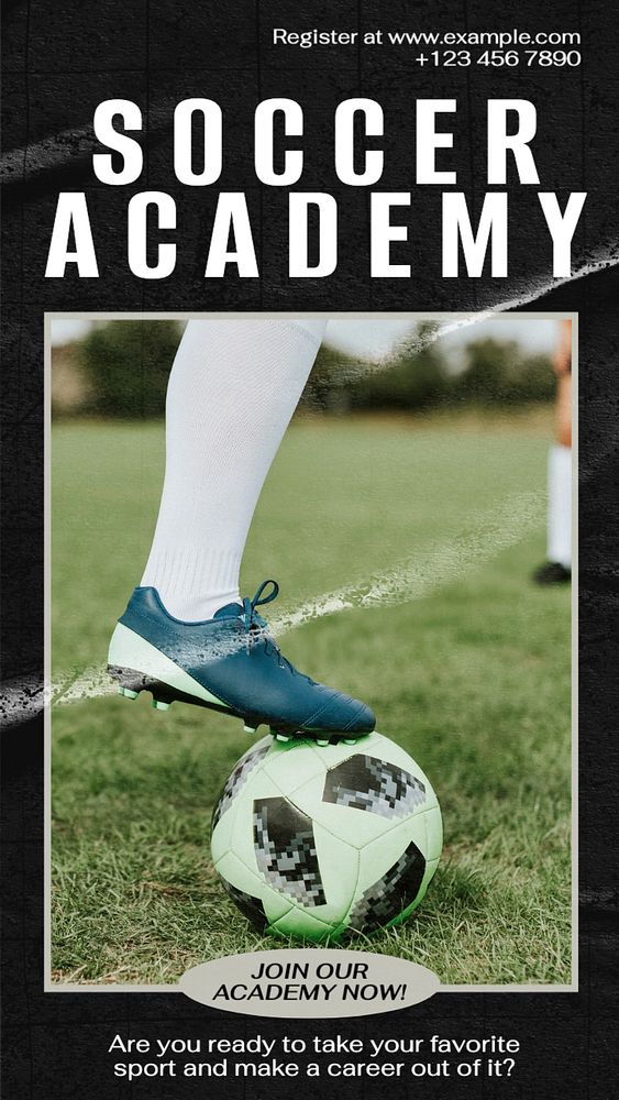 Soccer academy  Instagram story template, editable text