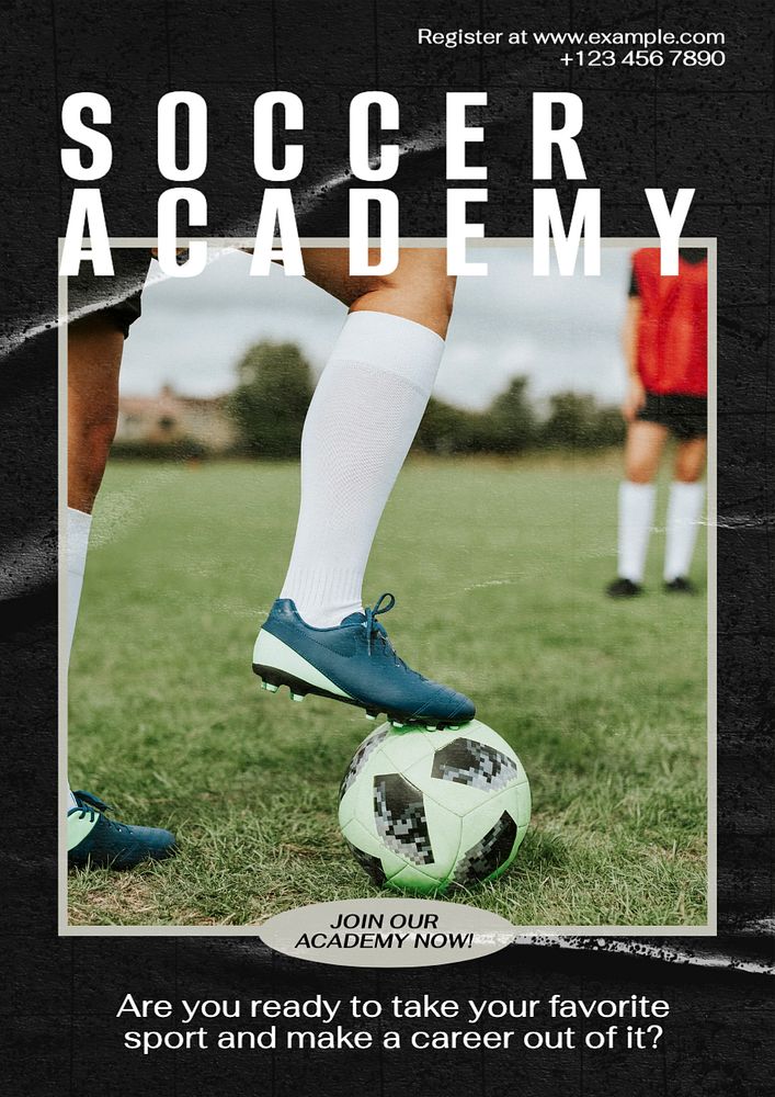 Soccer academy  poster template, editable text and design