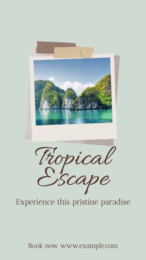 Tropical escape  Instagram story template, editable text