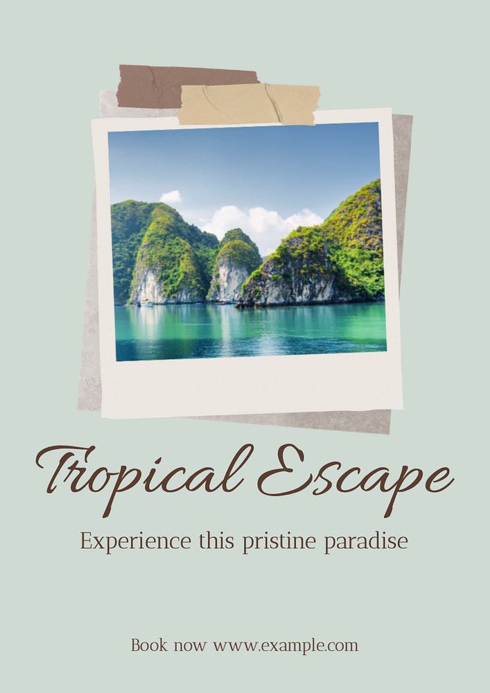 Tropical escape  poster template, editable text and design