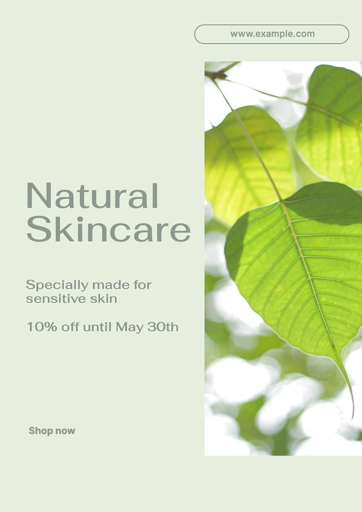 Natural skincare  poster template, editable text and design