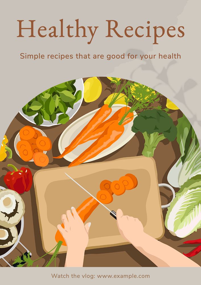 Healthy recipes  poster template, editable text and design