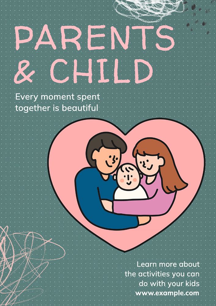 Parents & child poster template, editable text and design