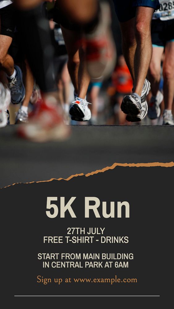 5K Run  Instagram story template, editable text