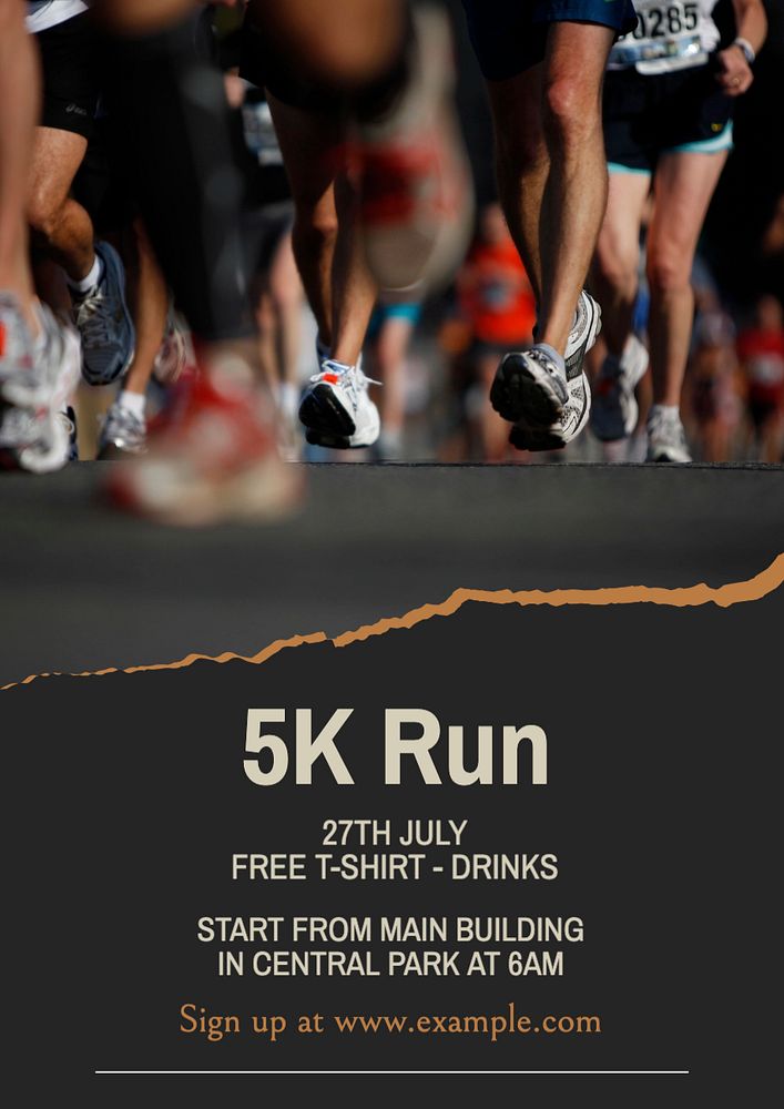 5K Run  poster template, editable text and design