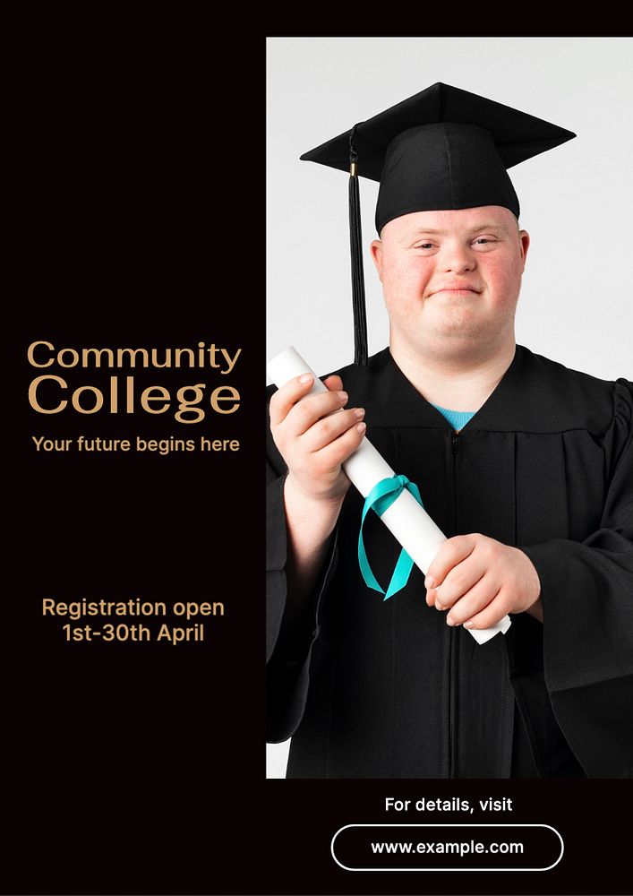 Community college  poster template, editable text and design