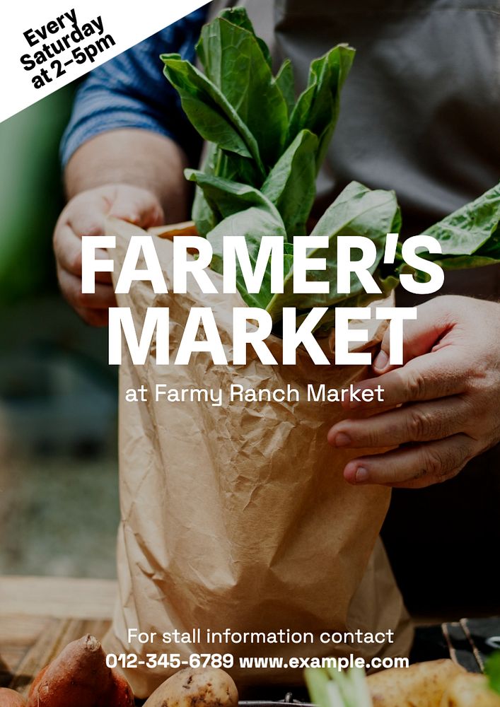 Farmer's market poster template, editable text and design