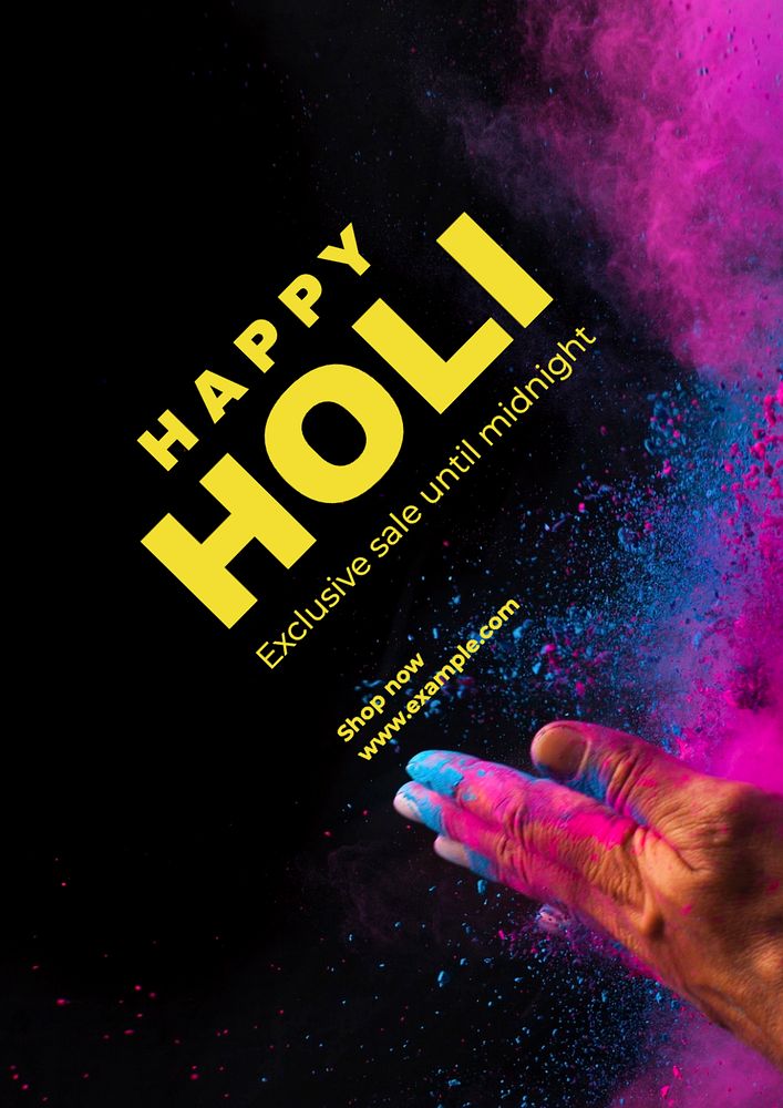 Happy holi sale poster template, editable text and design