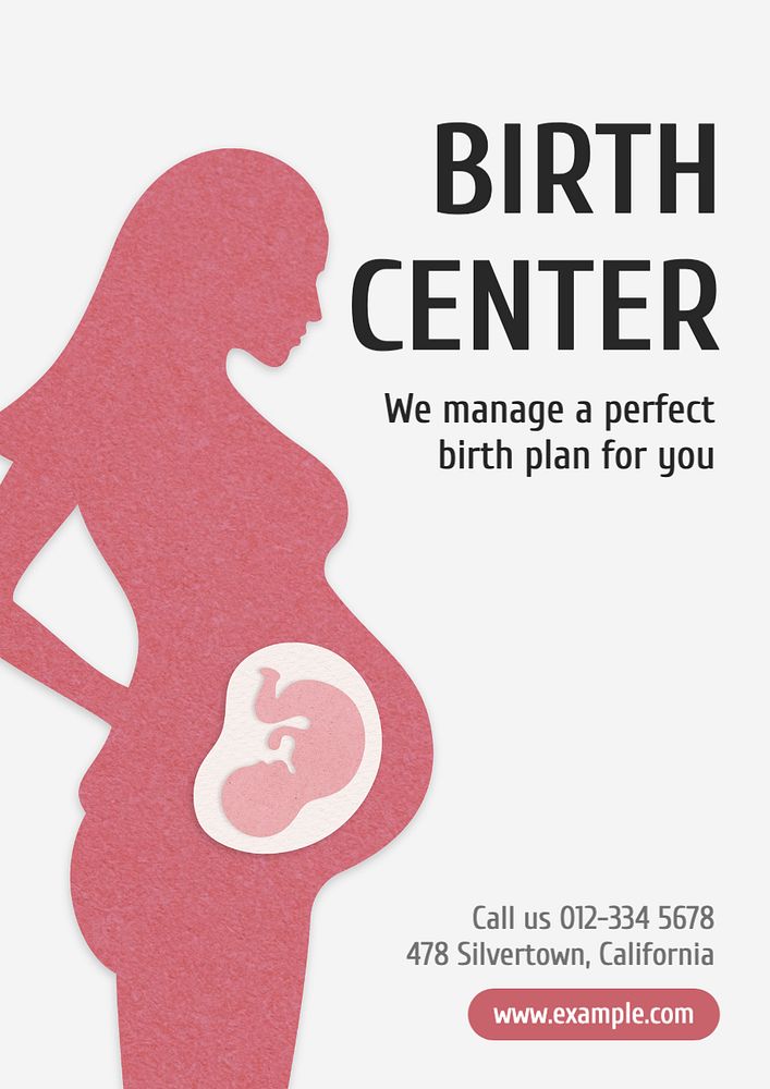 Birth center poster template, editable text and design