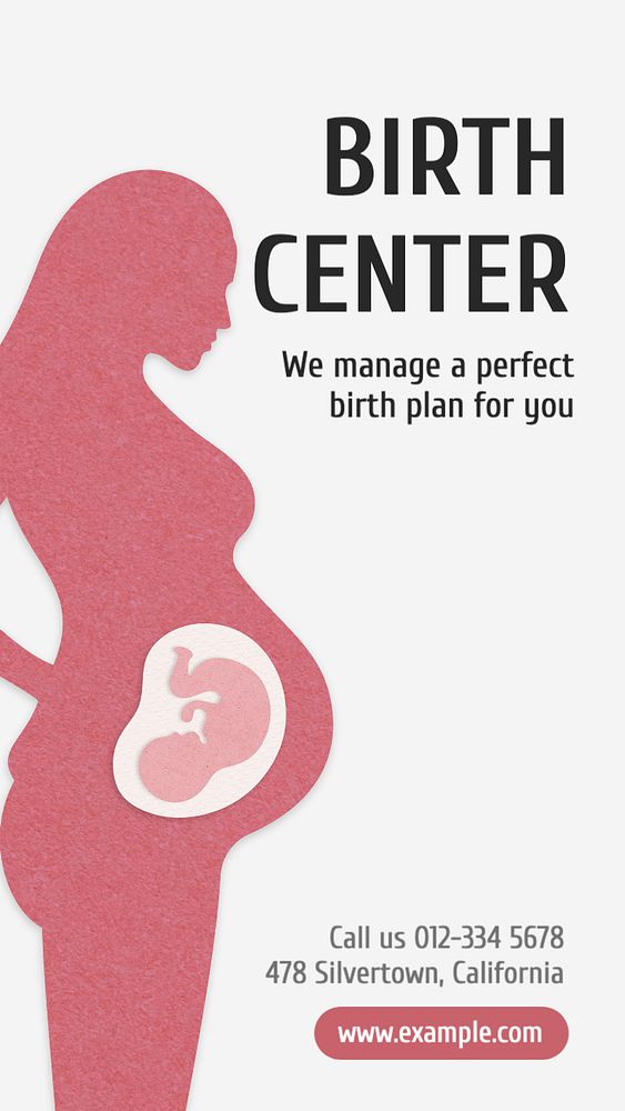 Birth center Facebook story template, editable design