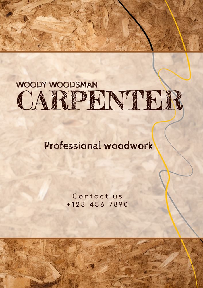 Professional carpenter poster template, editable text and design