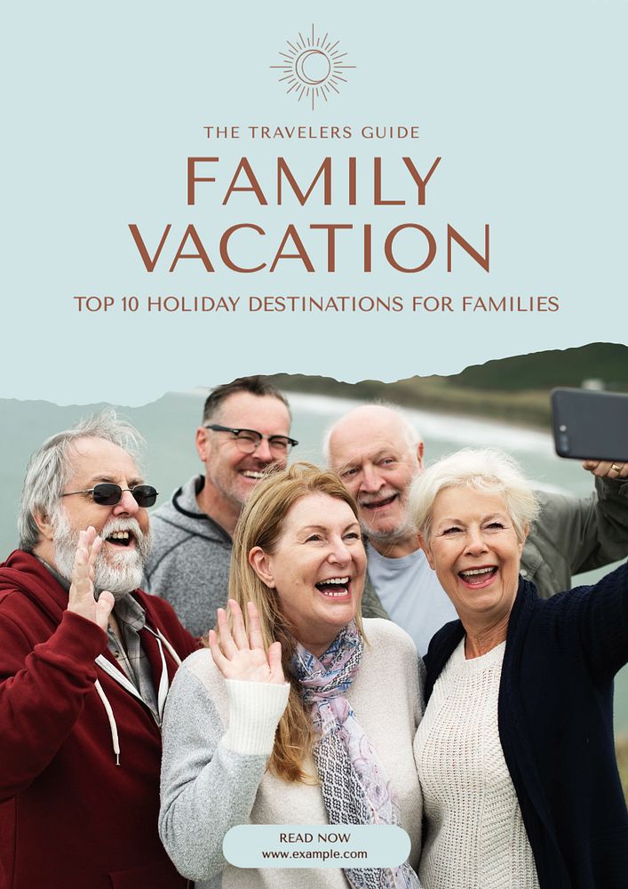 Family vacation  poster template, editable text and design