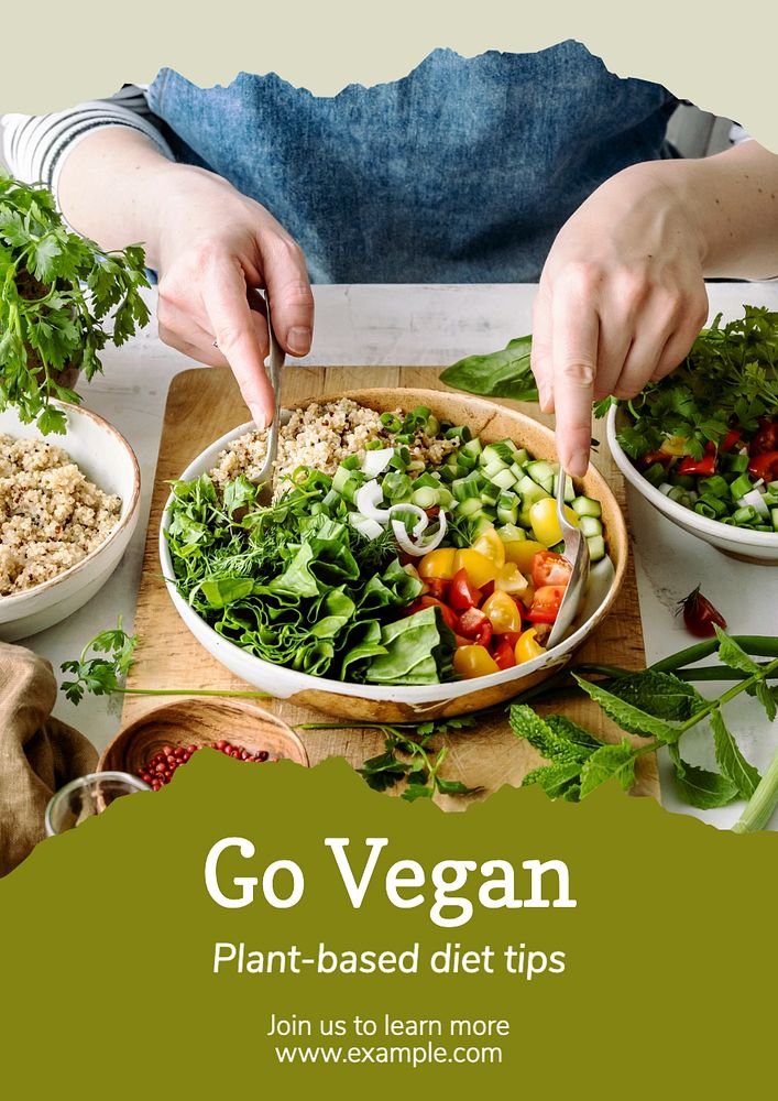 Plant-based vegan diet  poster template, editable text and design