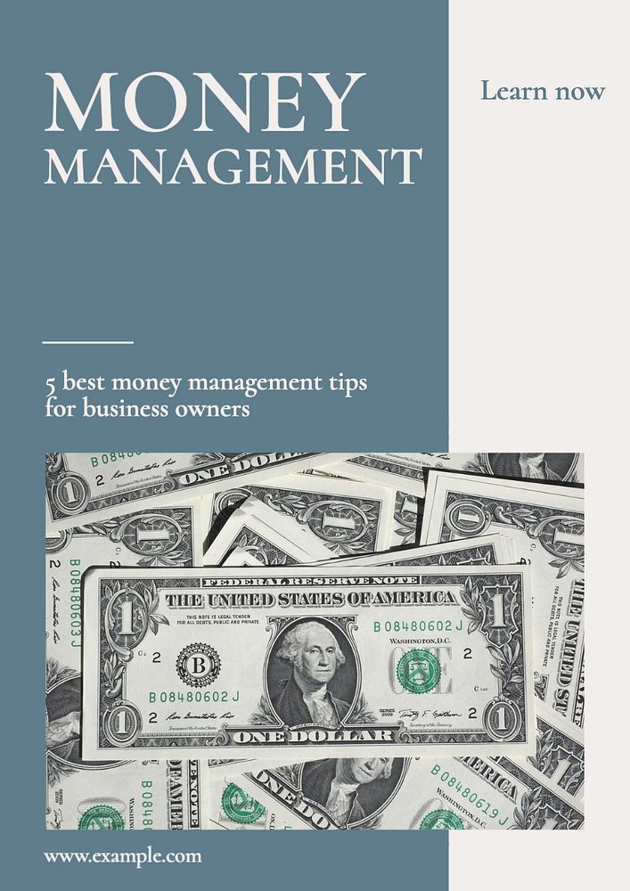 Money management  poster template, editable text and design