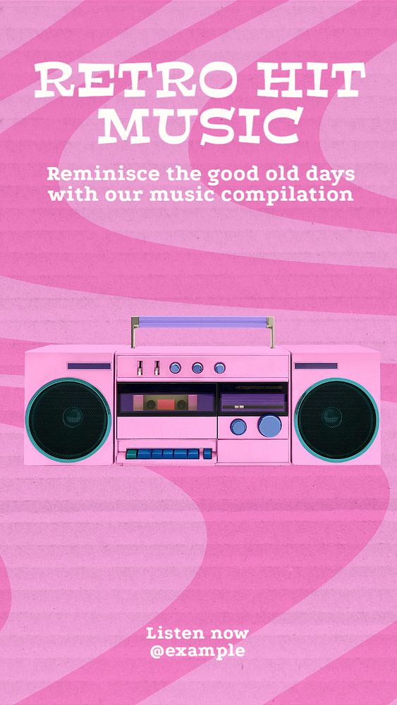 Retro music playlist Facebook story template, editable design