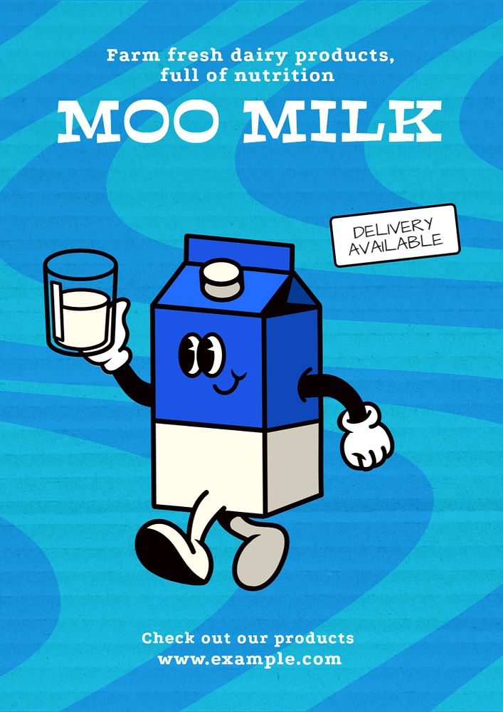 Cow milk poster template, editable text and design