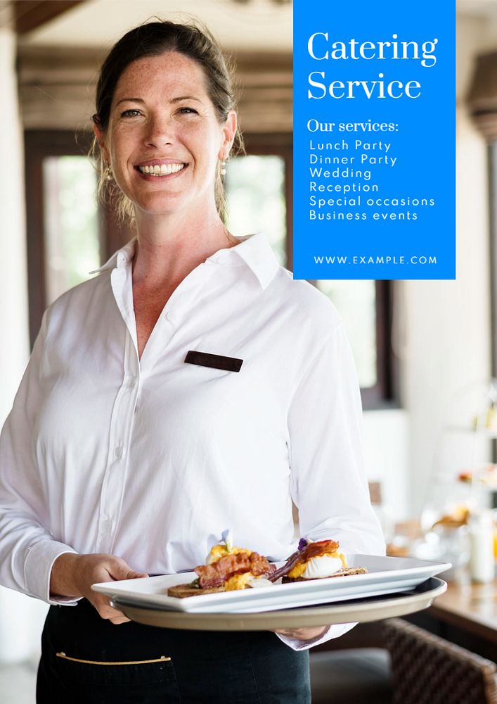 Catering service  poster template, editable text and design