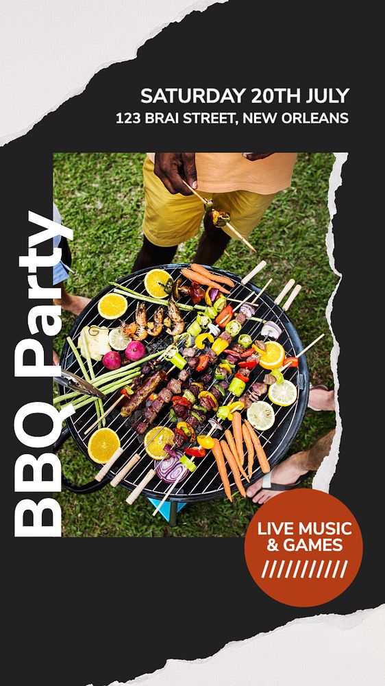 BBQ party  Instagram story template, editable text