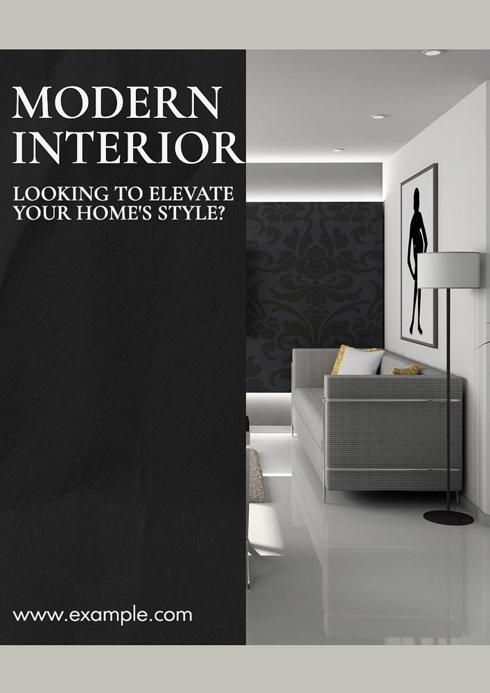 Modern interior  poster template, editable text and design