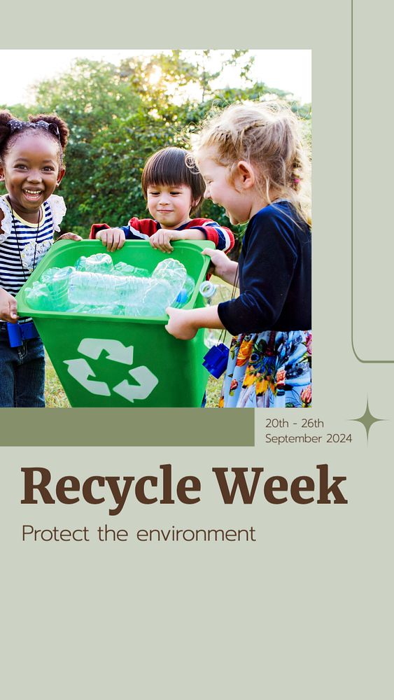 Recycle week  Instagram story template, editable text