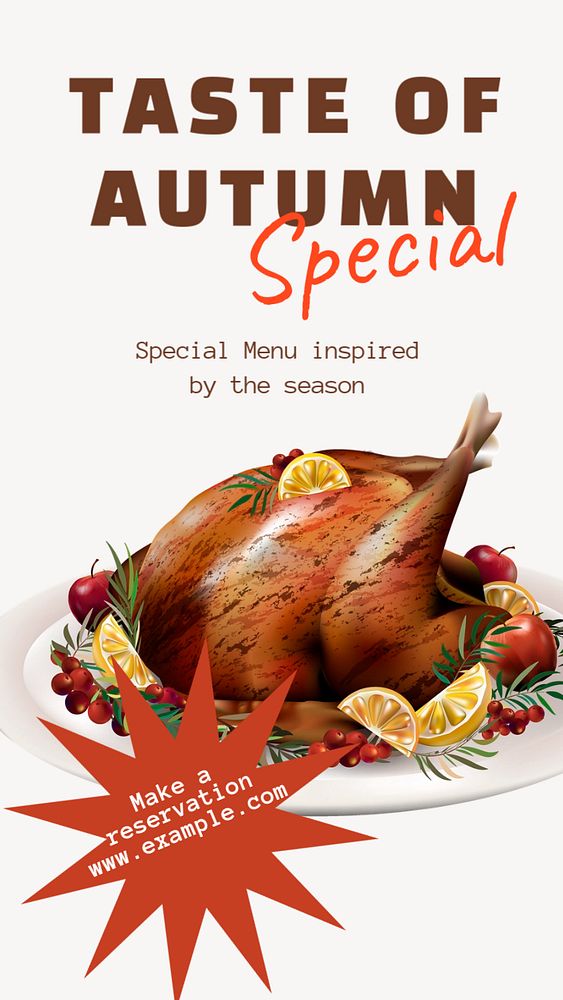 Autumn menu Facebook story template, editable design