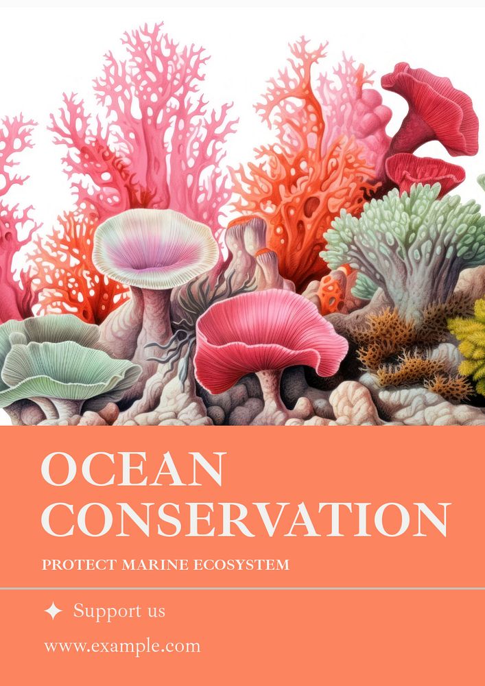 Ocean conservation poster template, editable text and design