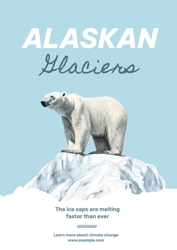 Alaskan glaciers poster template, editable text and design